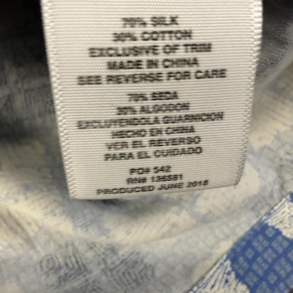 Nat Nast Shirt Mens Medium Blue Geometric Silk Blend Short Sleeve Button Up - Picture 8 of 9